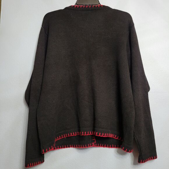 VTG Ship N Shore Christmas Cardigan Sweater Snowman Holly Beaded Embroidered XL - Picture 5 of 9